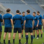 Spelers van Club Brugge samen op het veld tijdens een trainingsmoment.
