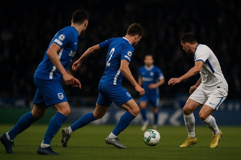 Junya Ito viert met KRC Genk na de wedstrijd in de Europa League