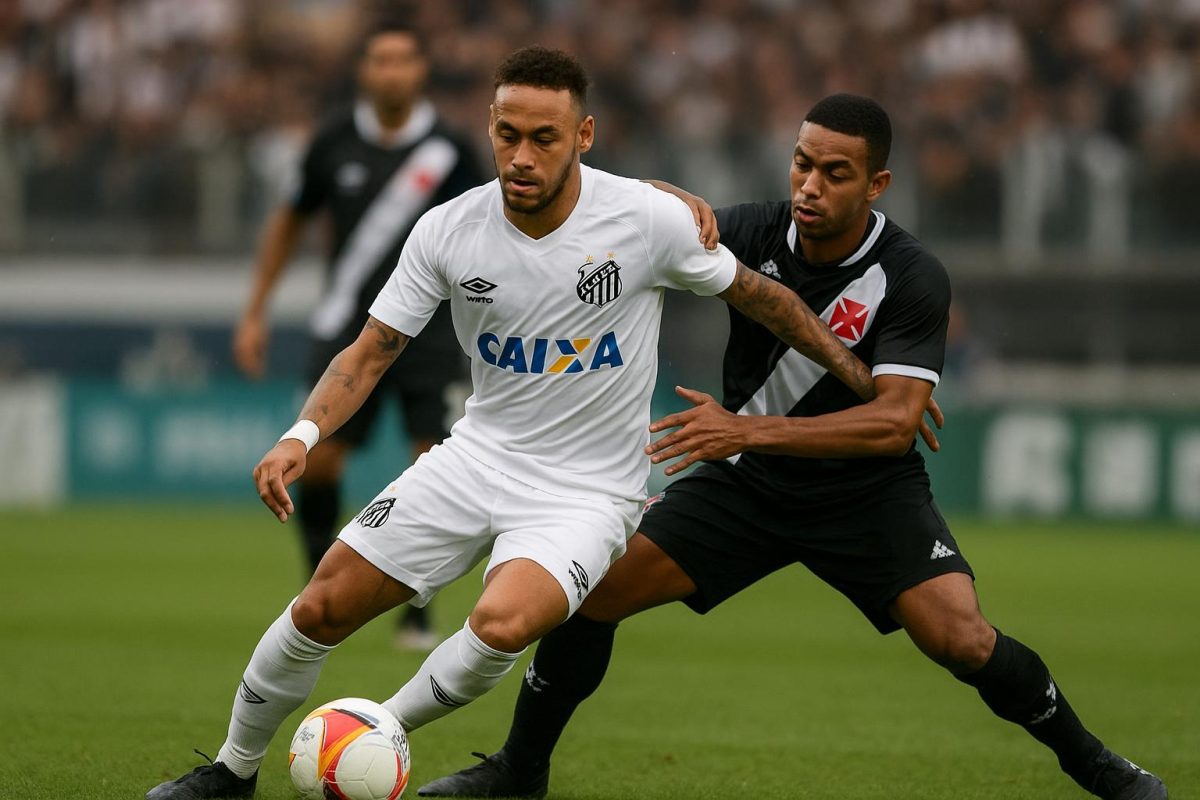 Neymar in actie voor Santos tegen Vasco da Gama
