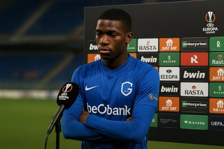 Dimitri De Condé van KRC Genk in de Cegeka Arena na een Europa League-avond