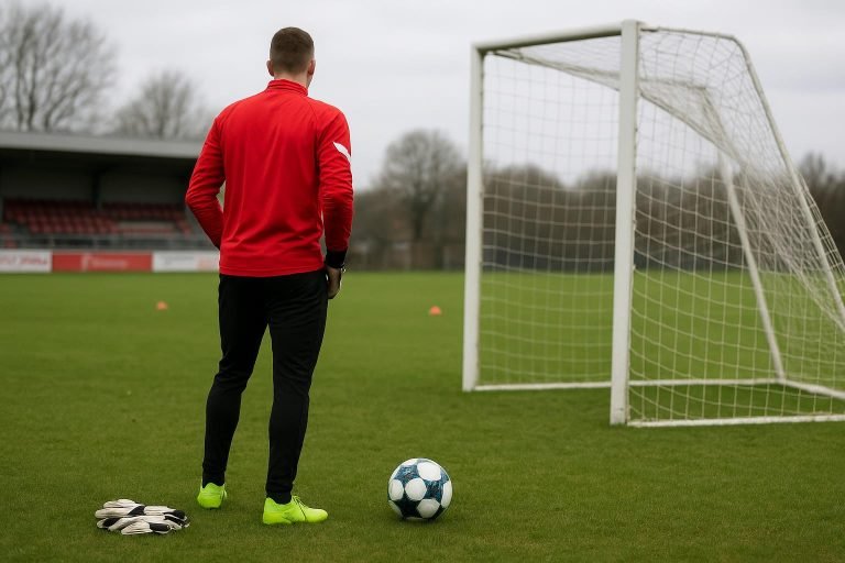 Standaards doelman Matthieu Epolo tijdens een sessie op het trainingsveld