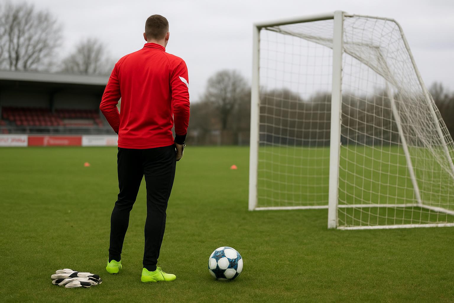 Standaards doelman Matthieu Epolo tijdens een sessie op het trainingsveld