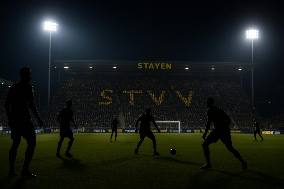 Sfeerbeeld in en rond Stayen bij STVV tijdens een wedstrijd in de Jupiler Pro League