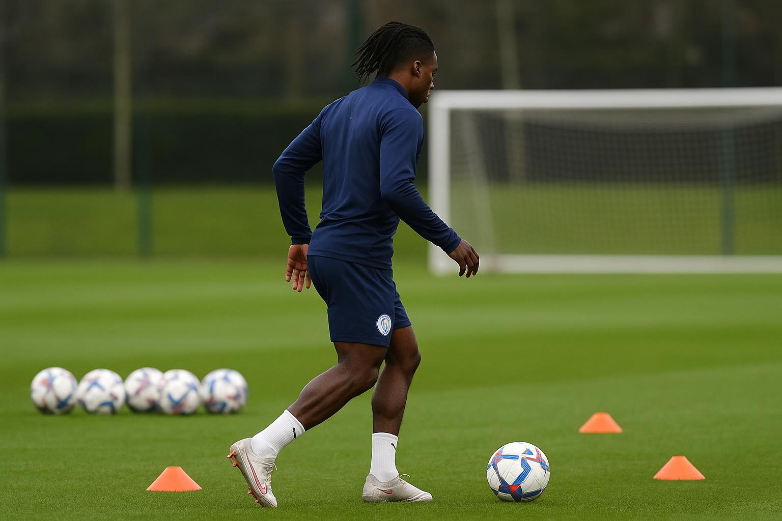 Jérémy Doku van Manchester City op training, in aanloop naar zijn terugkeer na een kuitblessure