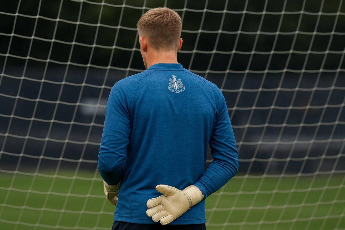 Bart Verbruggen tijdens een training als doelman, met een doelnet op de achtergrond