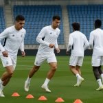 Spelers van Real Madrid op training in aanloop naar de Champions League