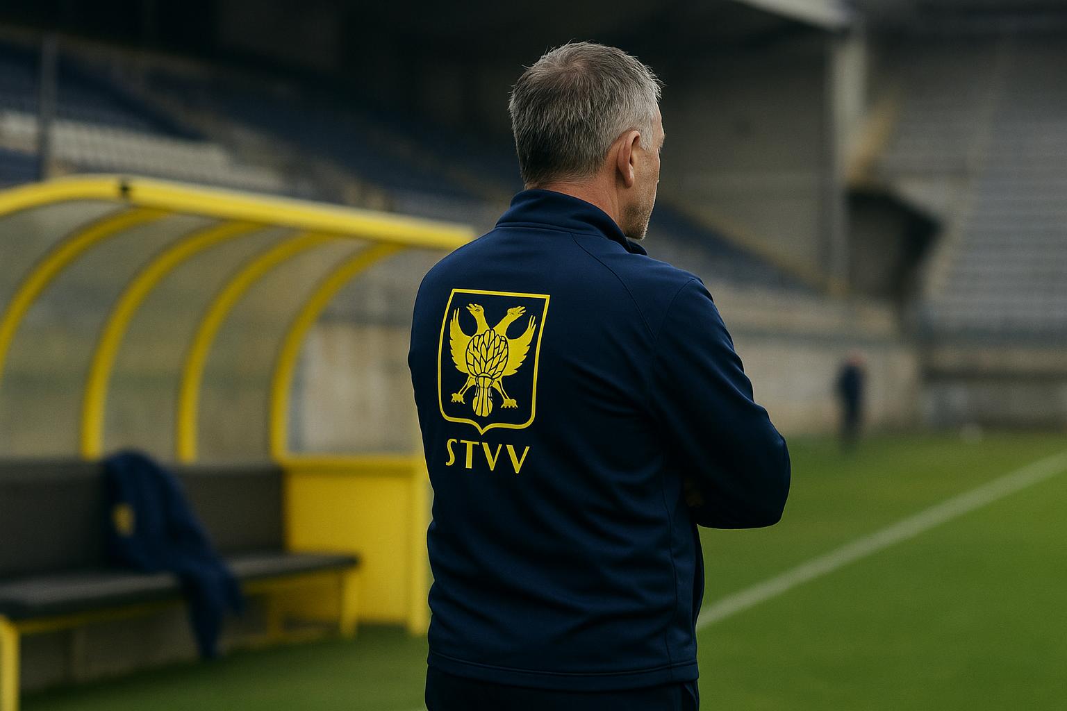 Wouter Vrancken tijdens een wedstrijd van STVV langs de zijlijn