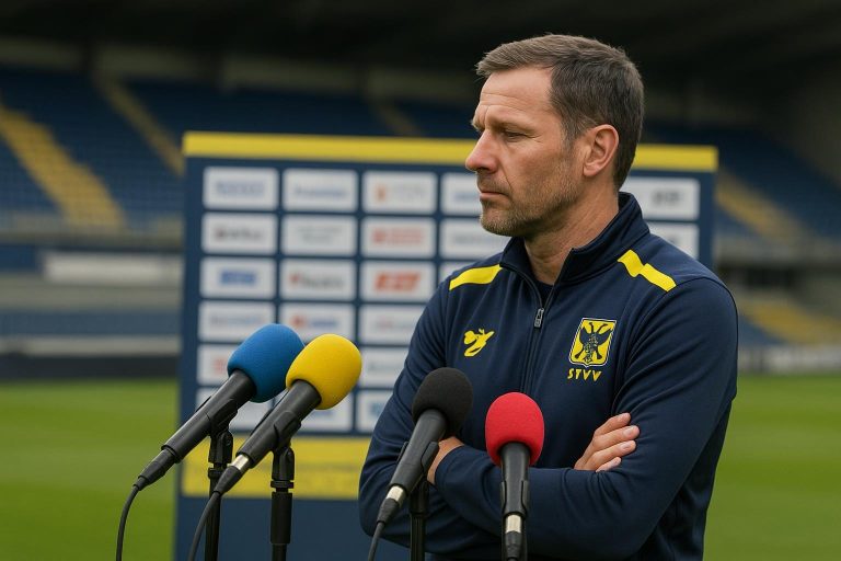 Wouter Vrancken tijdens een persmoment bij STVV op Stayen