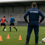 Yannick Ferrera aan de zijlijn bij FCV Dender tijdens een trainingsmoment