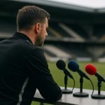 Hans Cornelis van Sporting Charleroi langs de zijlijn in aanloop naar de match tegen Club Brugge