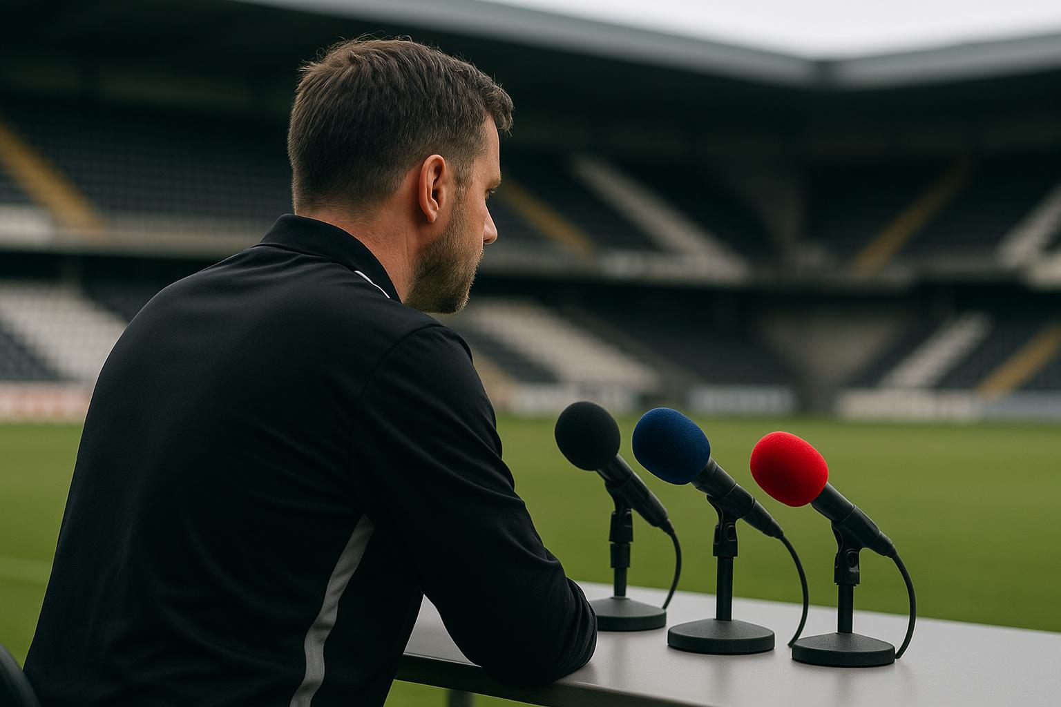 Hans Cornelis van Sporting Charleroi langs de zijlijn in aanloop naar de match tegen Club Brugge