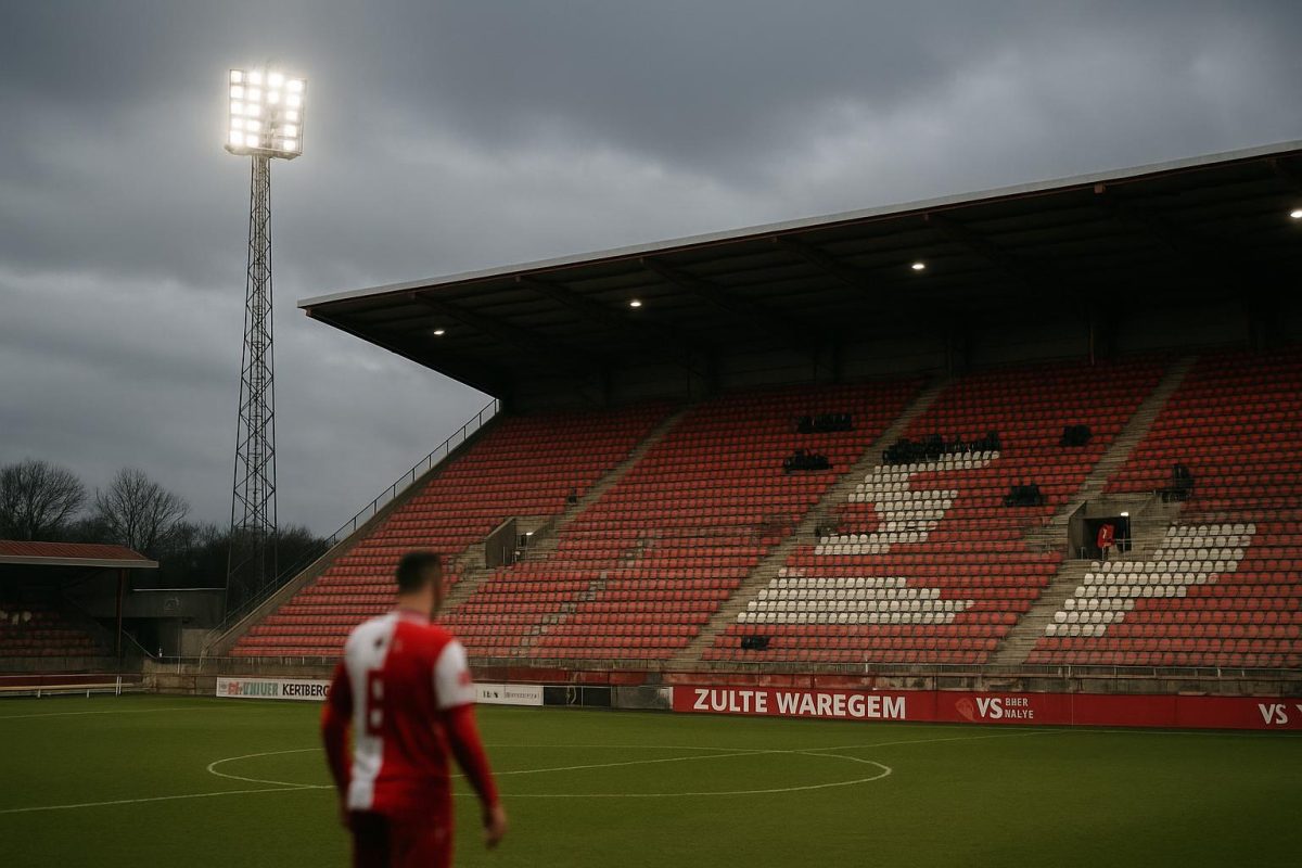 Sfeerbeeld rond het Regenboogstadion van Zulte Waregem aan de Gaverbeek