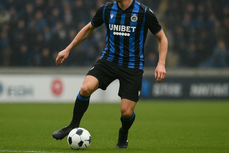 Aleksandar Stankovic in actie voor Club Brugge tijdens een wedstrijd
