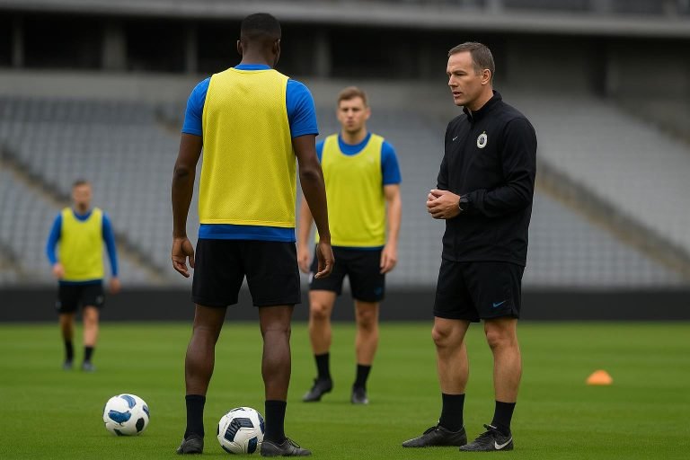 Romeo Vermant en Ivan Leko bij Club Brugge in aanloop naar een wedstrijd