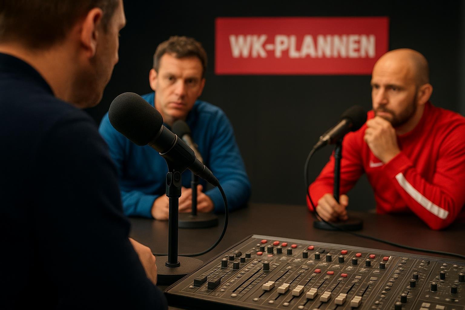 Ruben Van Gucht in een radiostudio met microfoon tijdens een uitzending