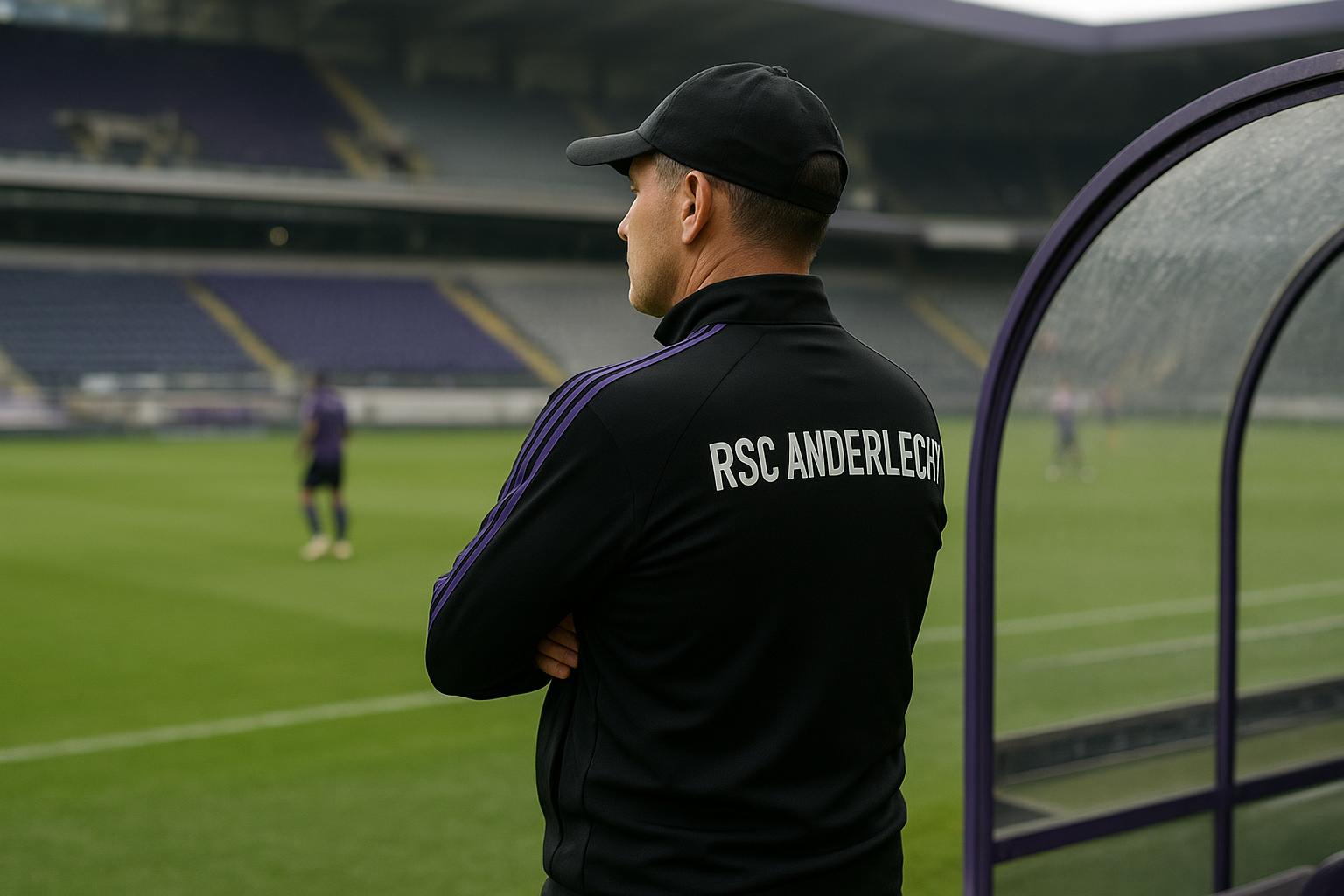 Jérémy Taravel langs de zijlijn bij Anderlecht tijdens een wedstrijd in het Lotto Park