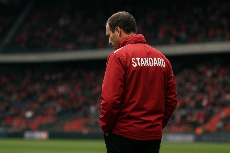 Vincent Euvrard langs de zijlijn bij Standard Luik tijdens een competitiewedstrijd