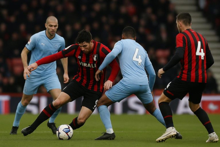 Spelmoment tijdens AFC Bournemouth tegen Sunderland in het Vitality Stadium