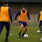 Spelers van RSC Anderlecht op training in aanloop naar de bekerwedstrijd, gefotografeerd zonder herkenbare gezichten.