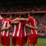Spelers van Royal Antwerp FC vieren na de 1-0 tegen STVV op de Bosuil