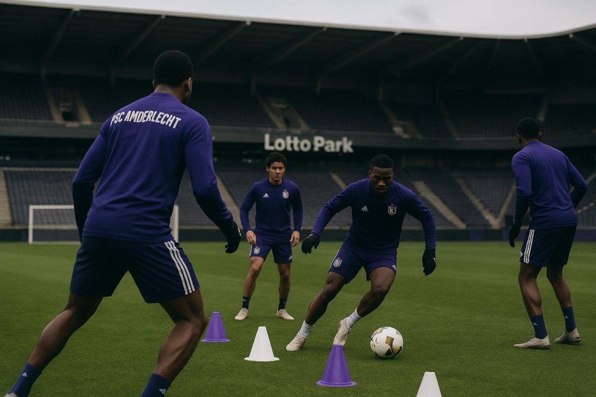 Sfeerbeeld in en rond het Lotto Park bij RSC Anderlecht, in aanloop naar een belangrijke wedstrijd.