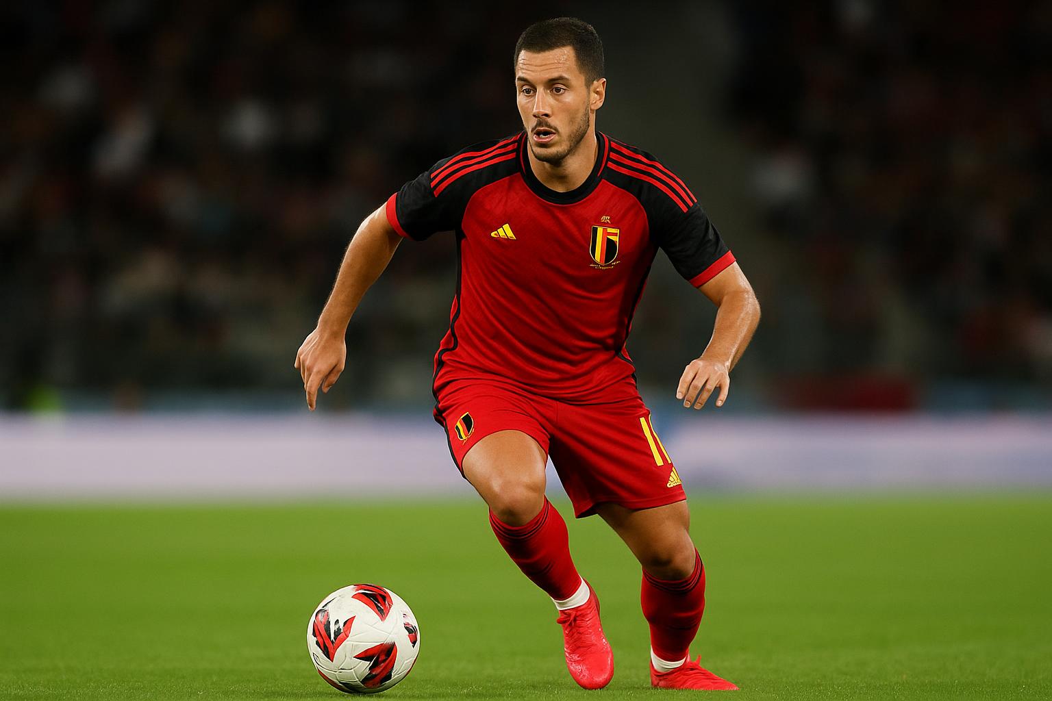 Eden Hazard in actie tijdens de benefietwedstrijd Match for hope in Qatar