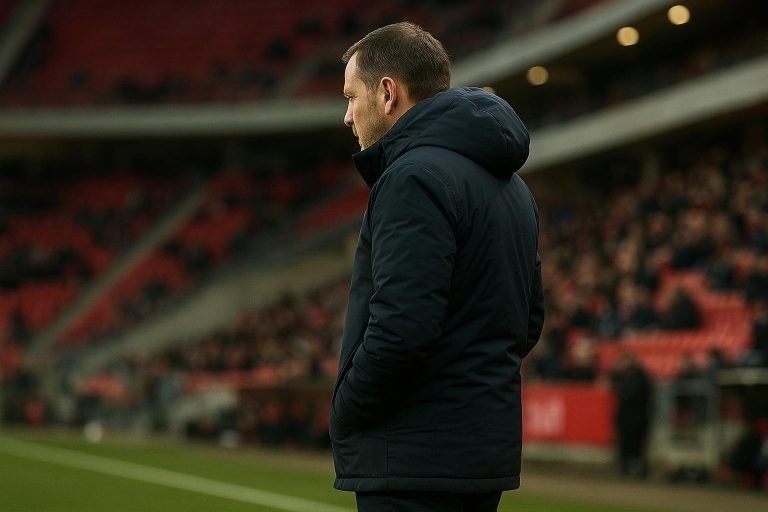 Marc Overmars van Royal Antwerp FC in een stadiumcontext tijdens de wintermercato