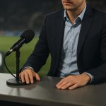 Johan Boskamp tijdens een moment als voetbalanalist