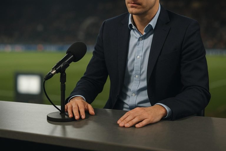 Johan Boskamp tijdens een moment als voetbalanalist