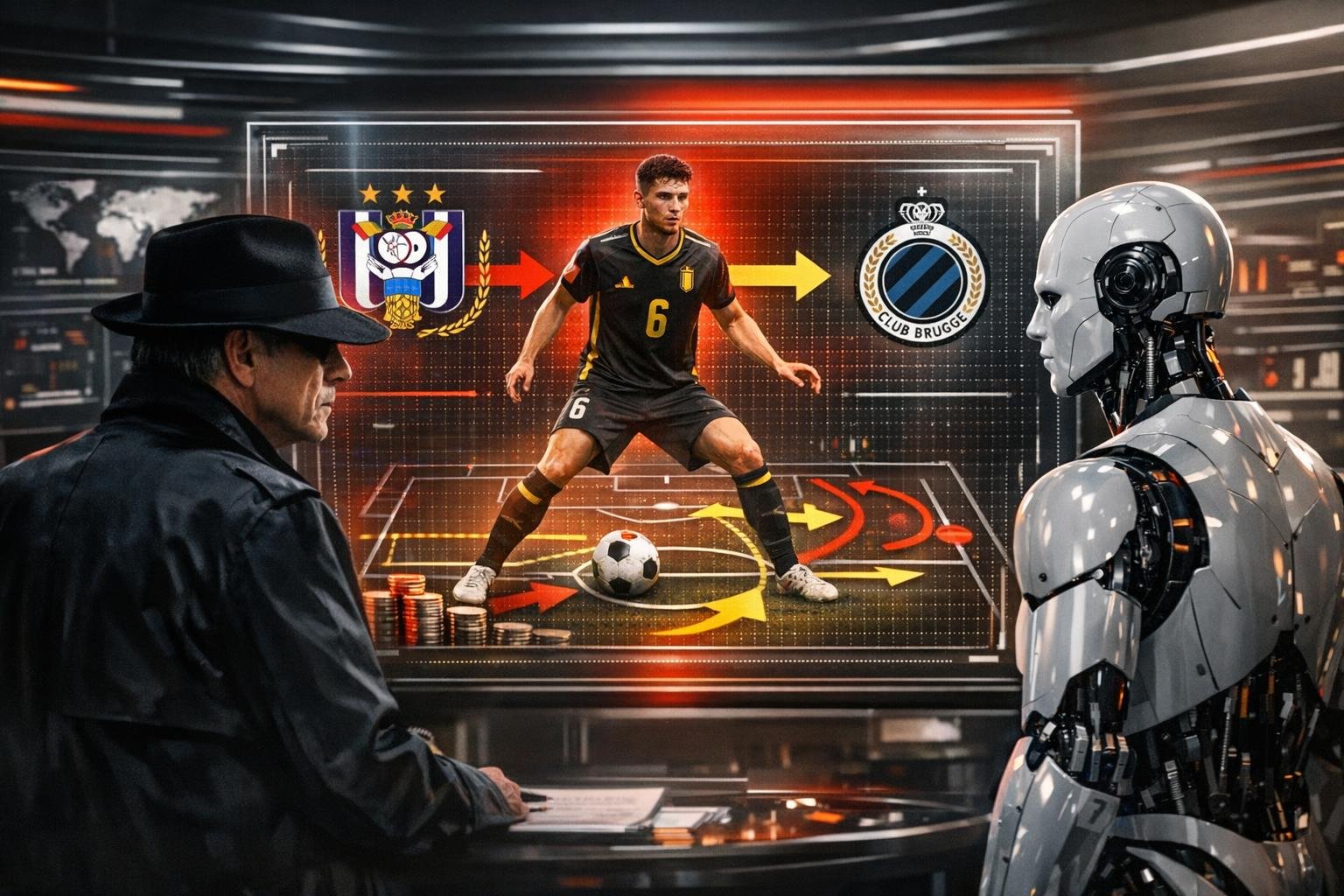 Tactische visual die de 6-positie en restverdediging in beeld brengt bij Genk