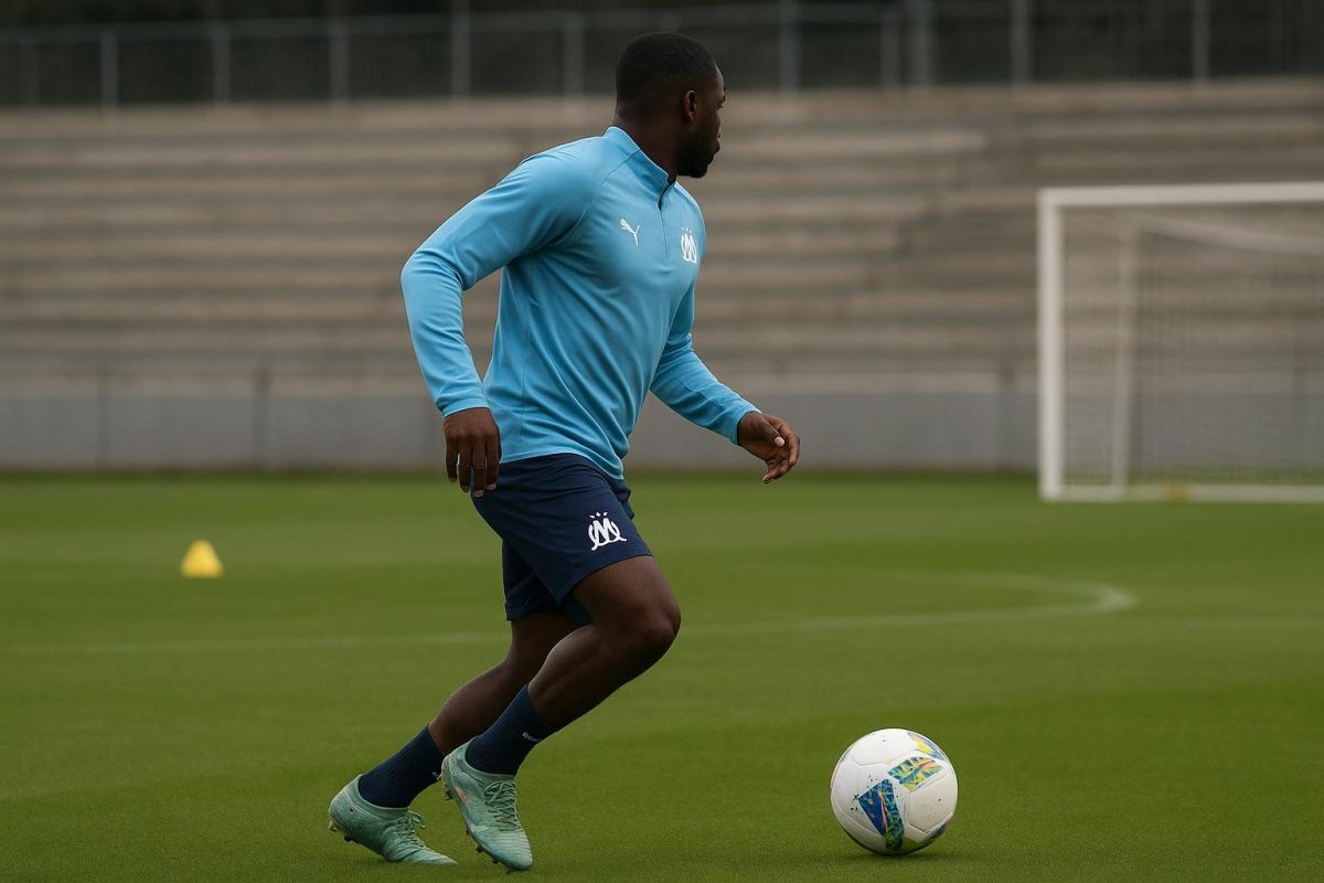 Arthur Vermeeren op training bij Olympique Marseille, gezien vanop afstand