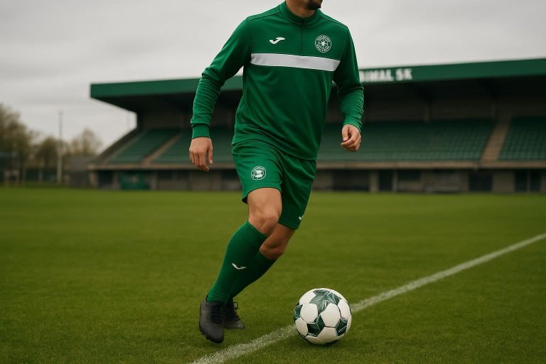 Spelers van Lommel SK op training, in groen-witte uitrusting