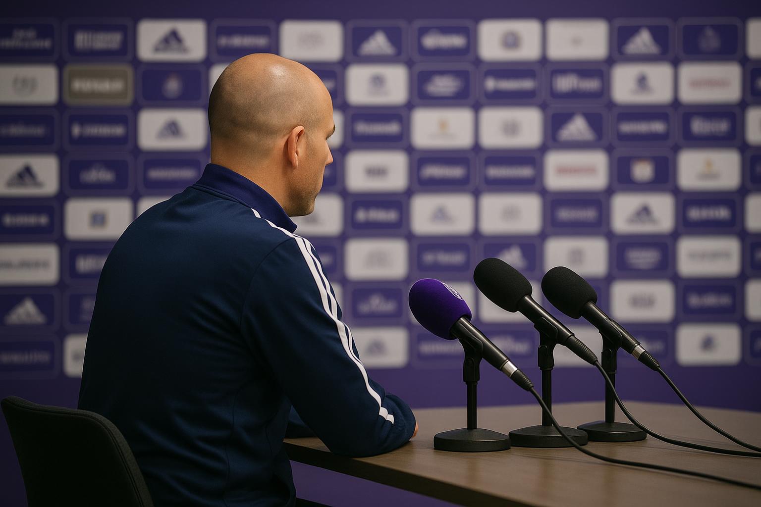 Edward Still tijdens een persmoment als trainer van RSC Anderlecht