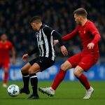Parfait Guiagon in actie voor Sporting Charleroi in het stadion