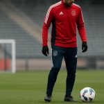 Actiebeeld van een Ajax-aanvaller tijdens een training, in aanloop naar transfergeruchten rond Mika Godts.