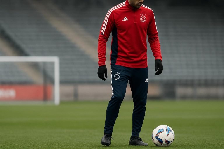 Actiebeeld van een Ajax-aanvaller tijdens een training, in aanloop naar transfergeruchten rond Mika Godts.
