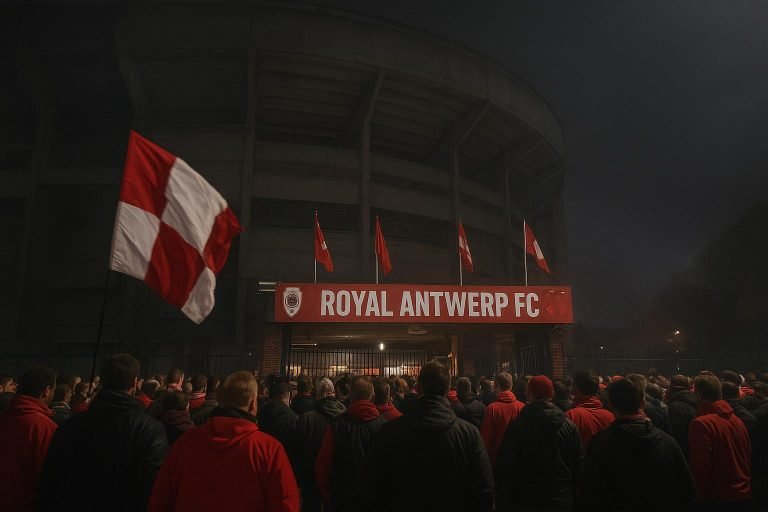 Sfeerbeeld aan het Bosuilstadion van Royal Antwerp FC