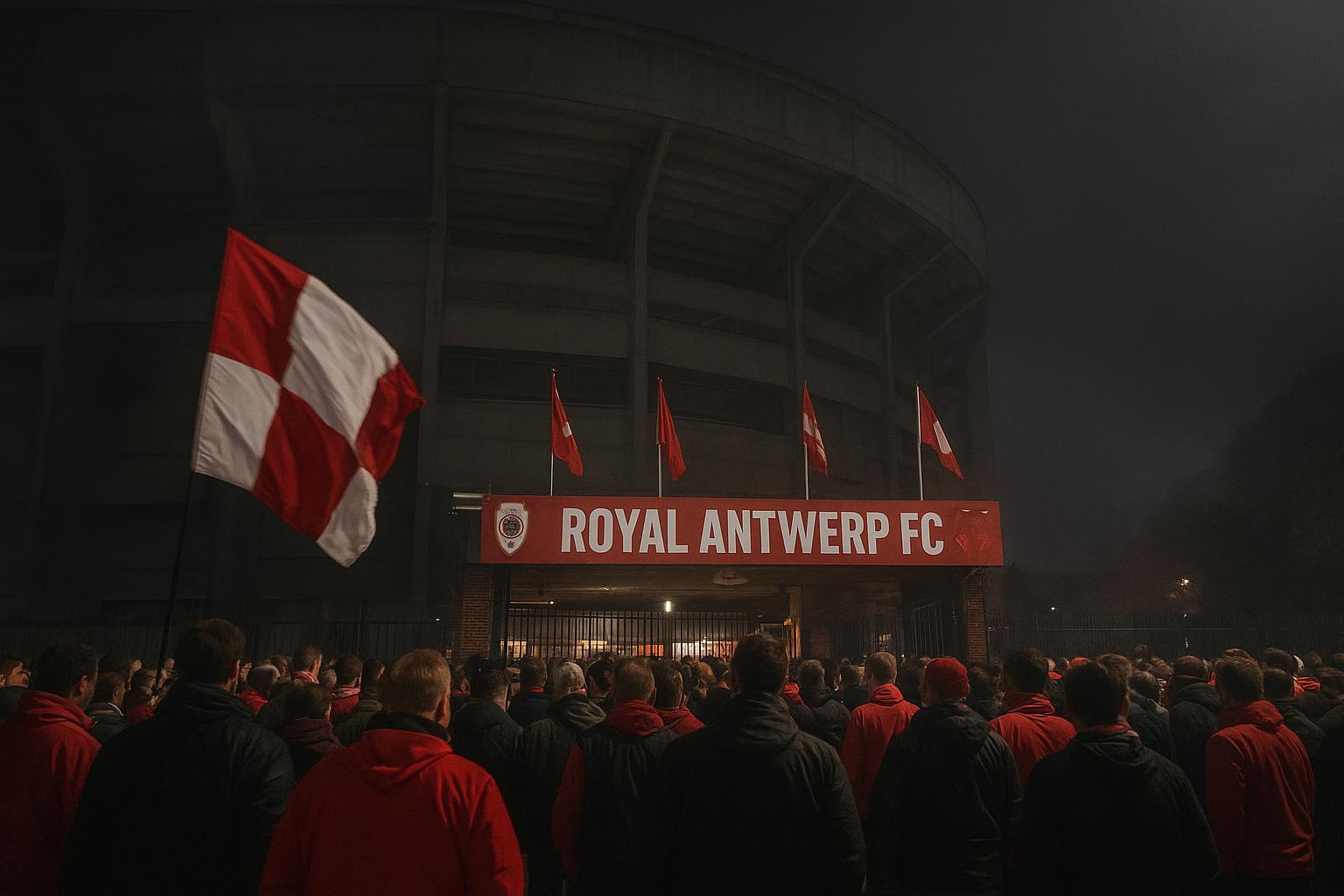 Sfeerbeeld aan het Bosuilstadion van Royal Antwerp FC