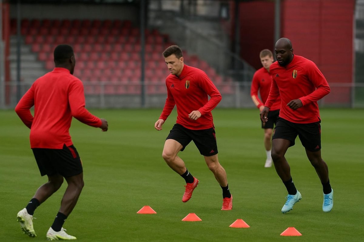 Trainingssituatie bij de Rode Duivels met focus op de voorbereiding richting WK-selectie