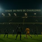 Sfeerbeeld in het stadion van Sporting Charleroi tijdens de halve finale van de Croky Cup tegen Union