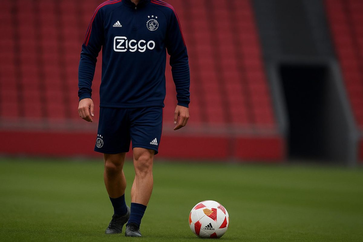 Sfeerbeeld van Ajax met Mika Godts tijdens een trainingsmoment