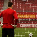 Maarten Vandevoordt tijdens een trainingsmoment als doelman van RB Leipzig