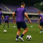 Training van RSCA Futures met spelers op het veld, zonder herkenbare gezichten