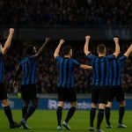 Spelers van Club Brugge vieren op het veld na een Champions League-wedstrijd