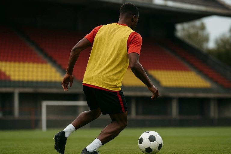 Keano Vanrafelghem van KV Mechelen tijdens een trainingsmoment