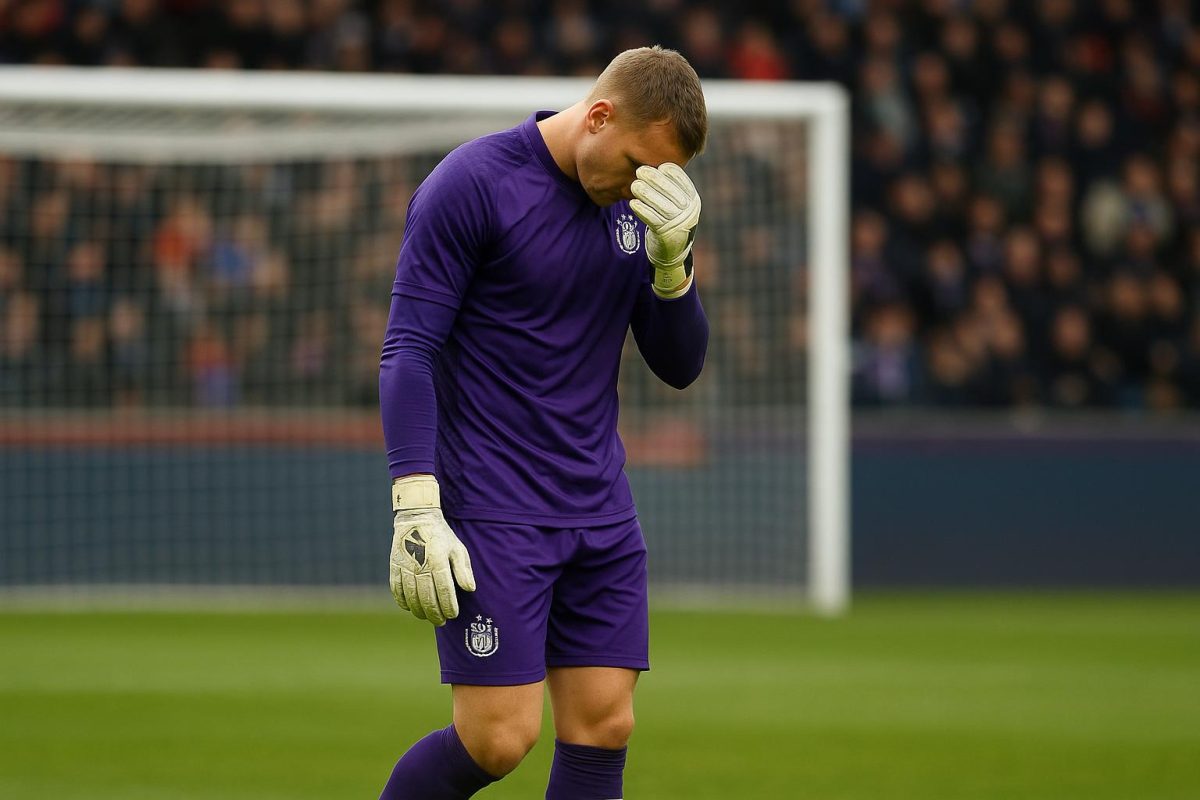 RSC Anderlecht-doelman Colin Coosemans na de 0-1 nederlaag tegen Antwerp in de Croky Cup