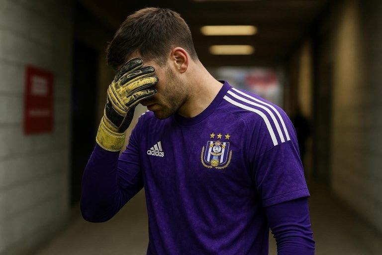 Colin Coosemans van Anderlecht oogt aangeslagen na de nederlaag op Standard.