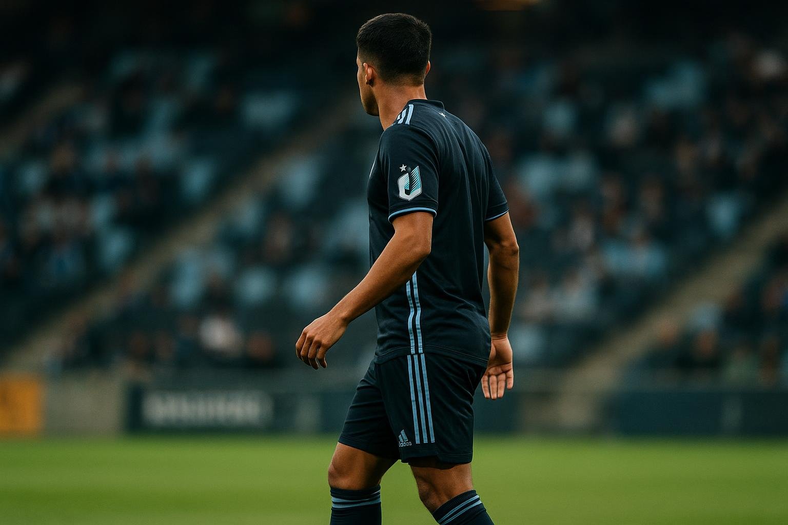 James Rodríguez in wedstrijdtenue met een MLS-stadion op de achtergrond