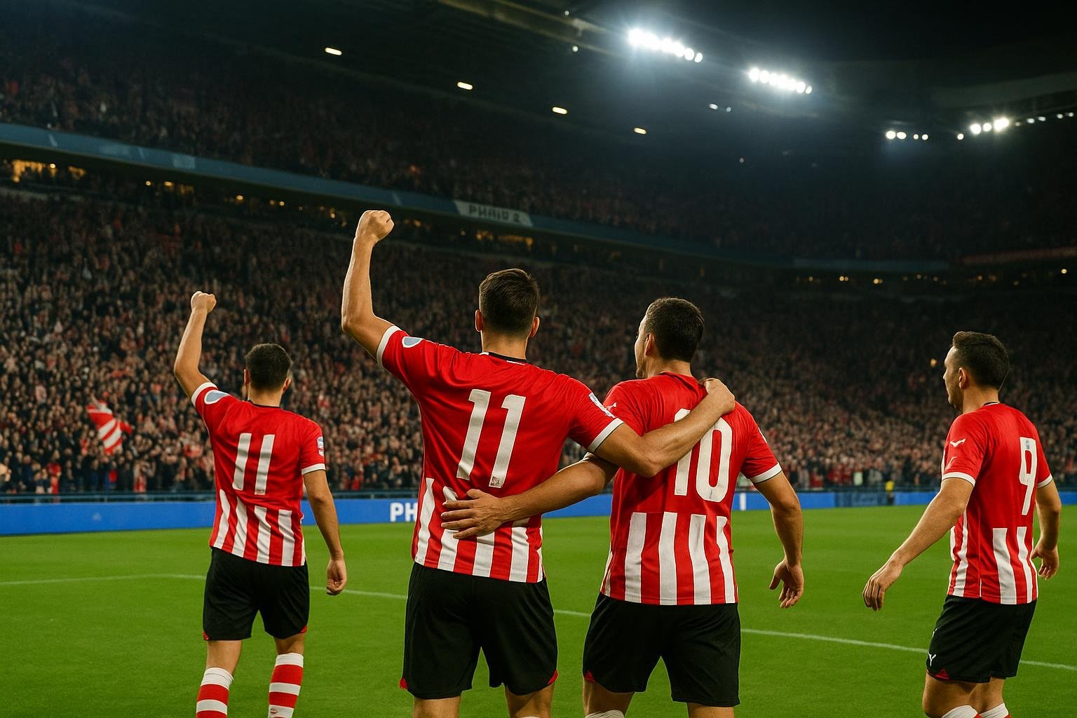 Sfeerbeeld in het Philips Stadion tijdens PSV tegen Feyenoord