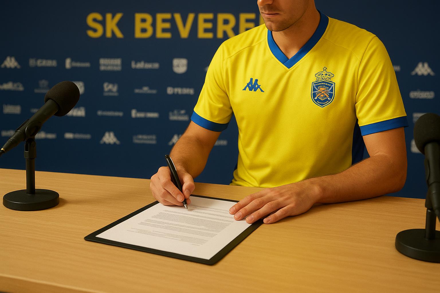 Bob Peeters van SK Beveren tijdens een moment rond de clubwerking op de Freethiel